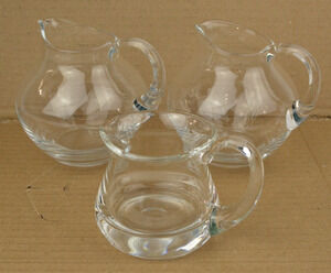 Vintage Clear Glass Creamer Pitchers Set of 3 Heavy Glass Small Serving Jugs